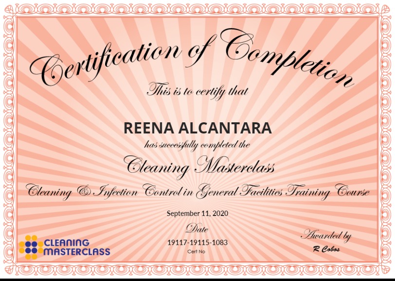 Disinfection Service Cleaning Certificate